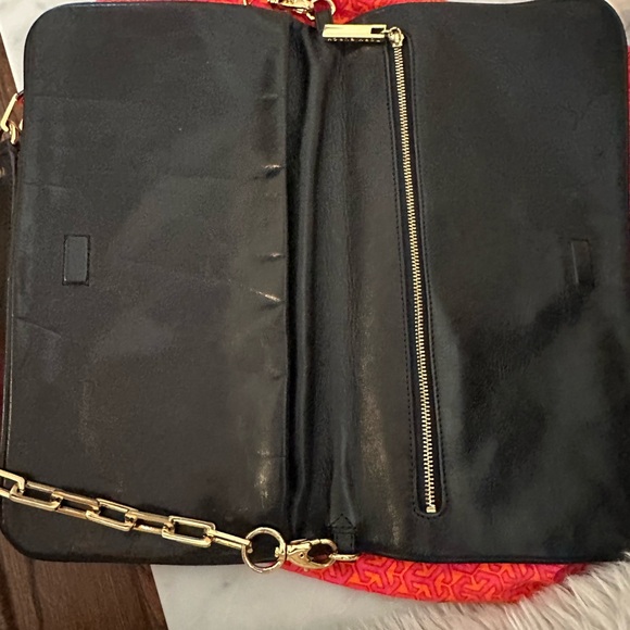 Tory Burch Black and Gold Clutch/Shoulder Bag with Signature Logo w/ dust bag - Picture 3 of 3